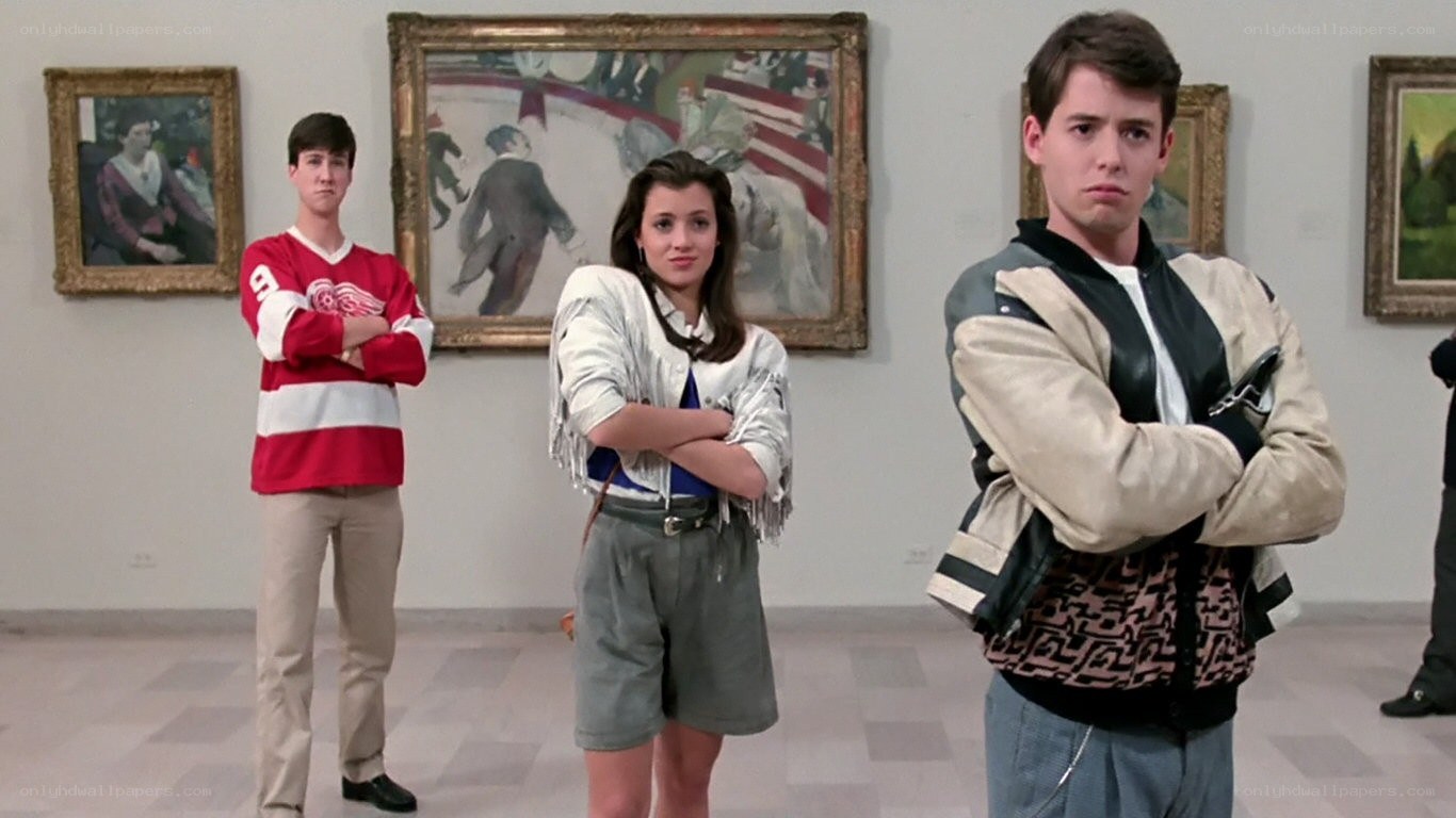 Three teens in an art gallery