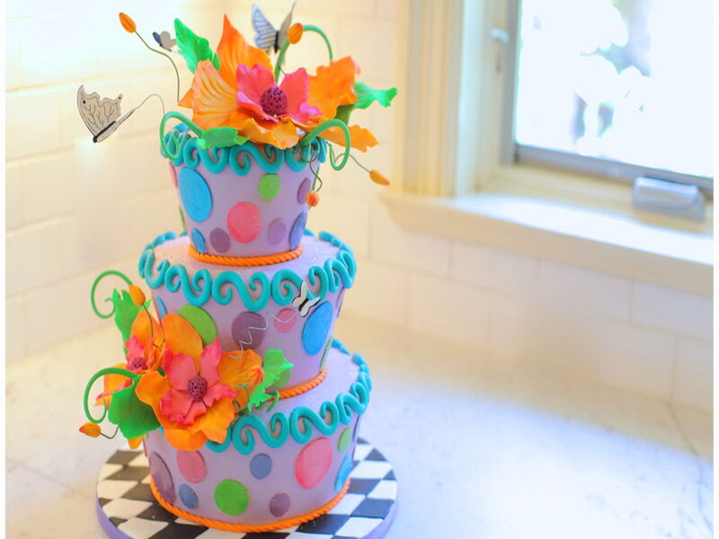Three-tiered Floral Cake