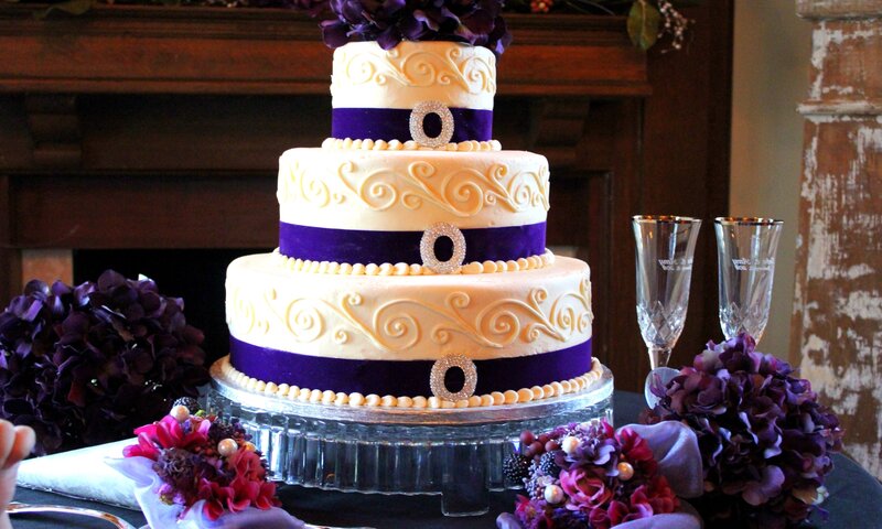 Three-tiered Wedding Cake — Purple