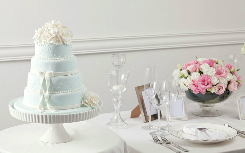 Three-tiered Wedding Cake — White, Elegant, Photograph