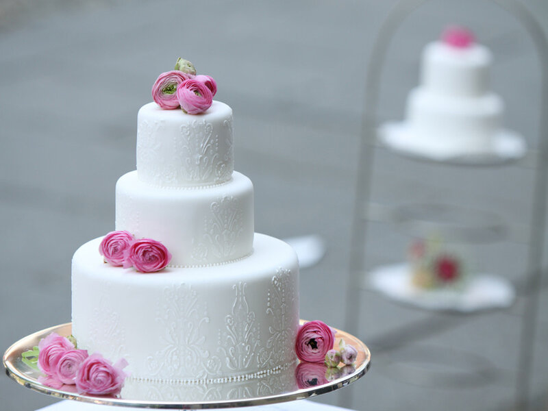 Three-tiered Wedding Cake — White, Elegant
