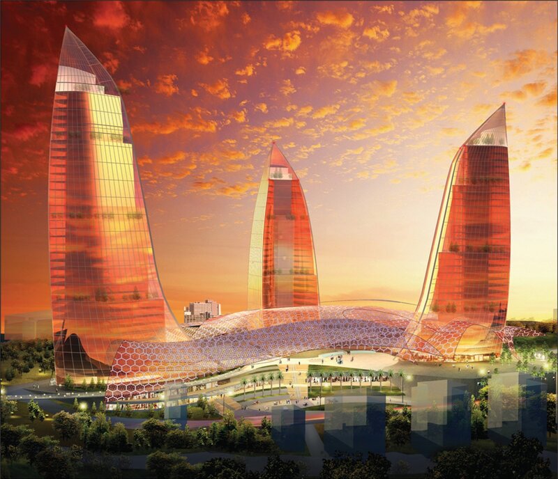Three Towers at Sunset — Orange