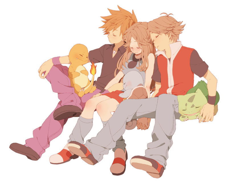 Three Trainers with Pokémon — Orange