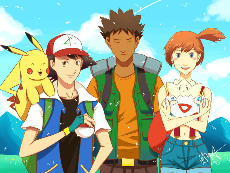 Three Trainers with Pokémon