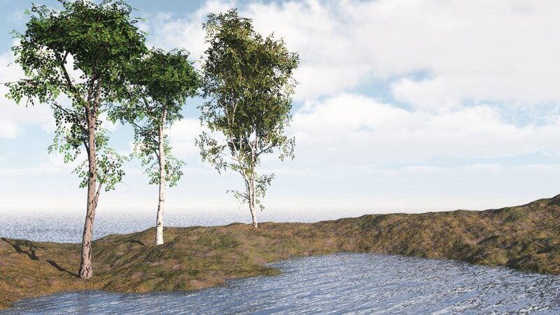 Three Trees on a Hill — Green