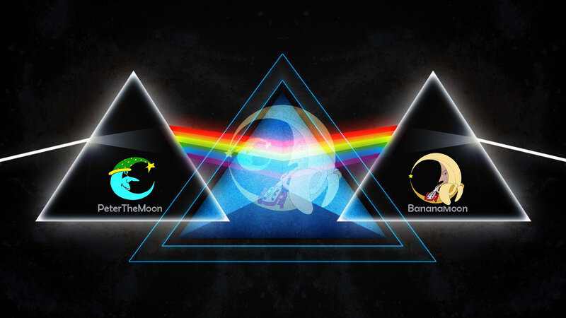 Three Triangles with Moon Characters