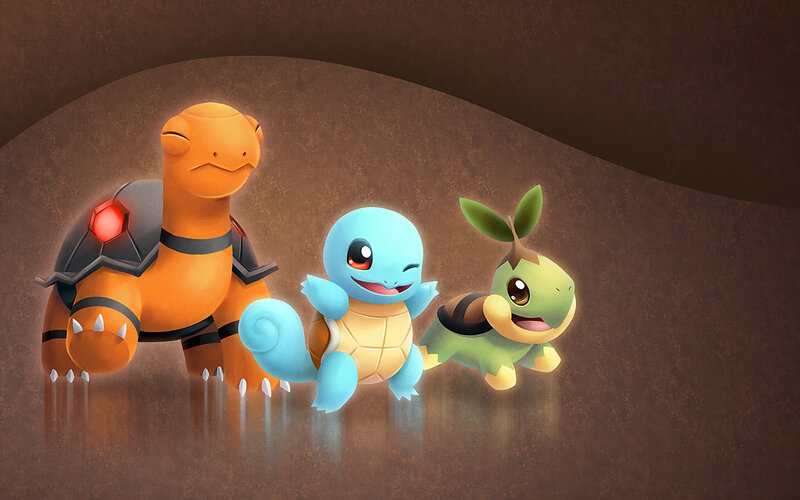 Three Turtle-like Creatures — Brown, Playful