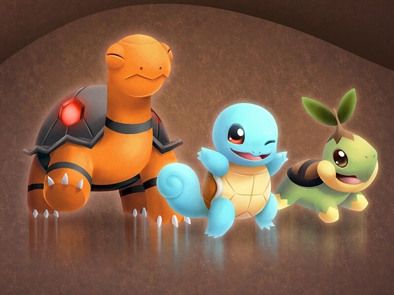 Three Turtle Pokémon — Brown