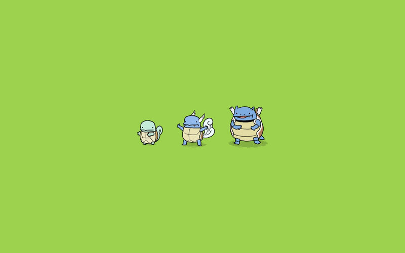 Three Turtle Pokémon — Green, Playful, Digital Art