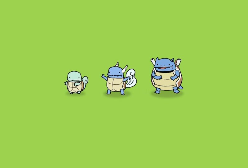 Three Turtle Pokémon — Green, Playful