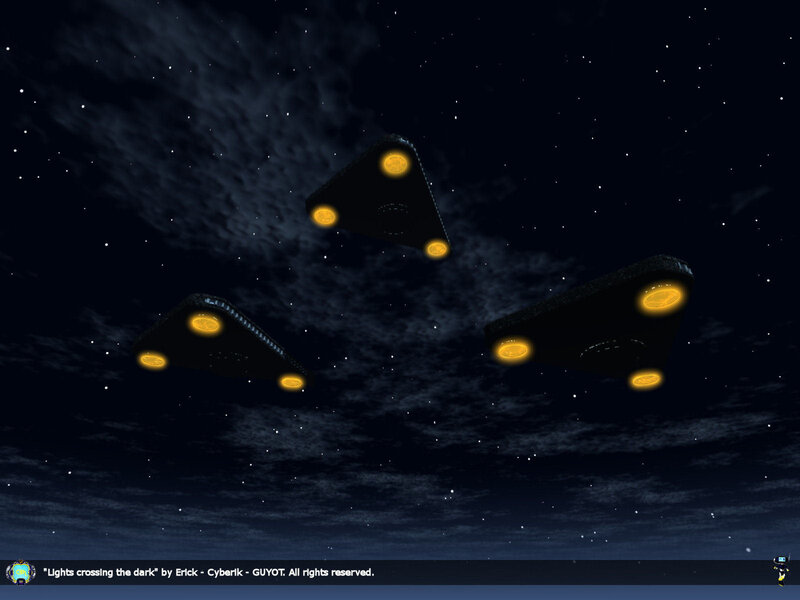 Three UFOs in Night Sky