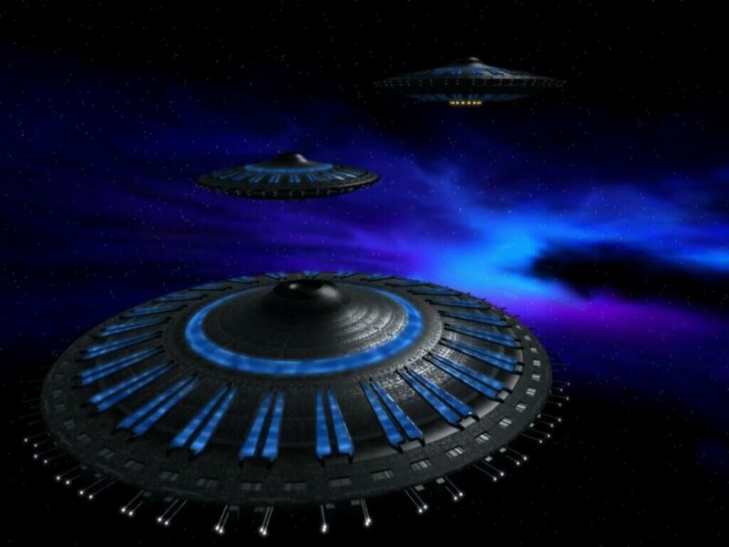 Three UFOs in Space