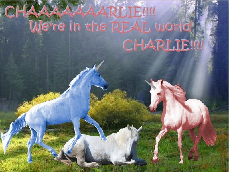 Three Unicorns in Field — Green