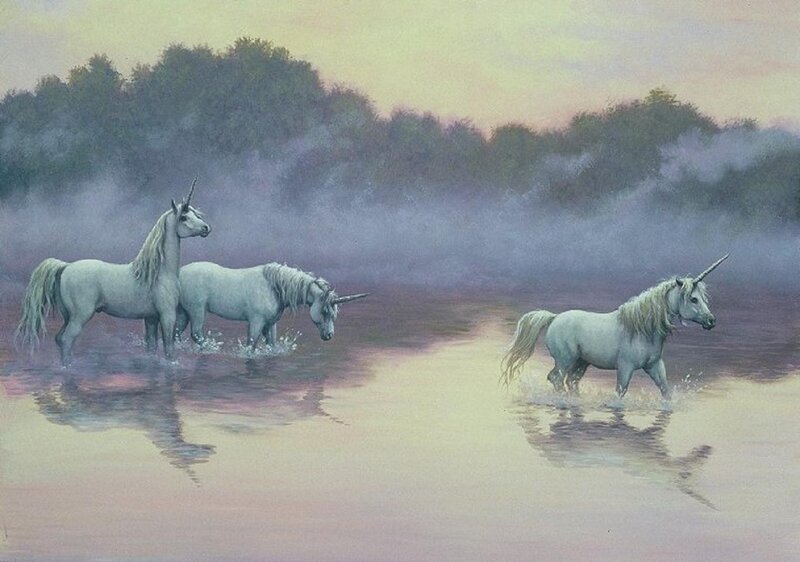 Three Unicorns in Water