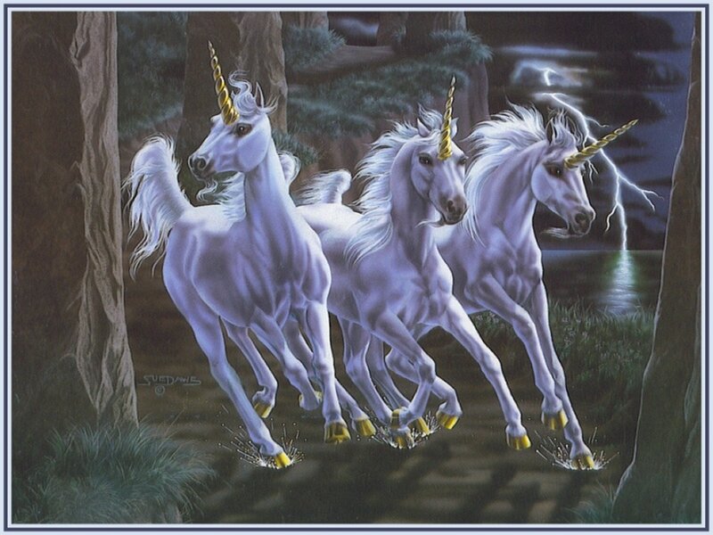 Three Unicorns Running