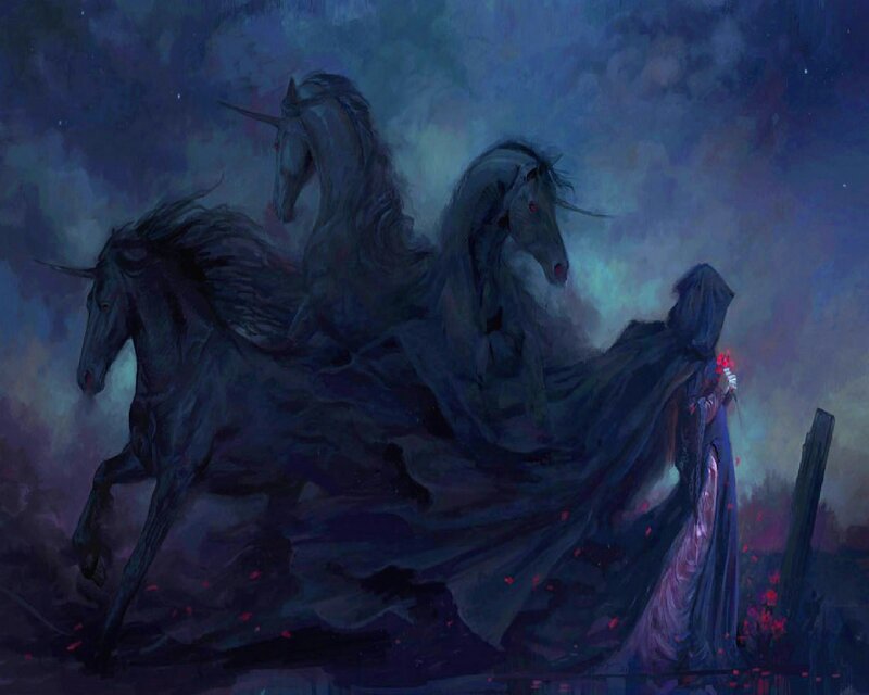 Three Unicorns with Rider