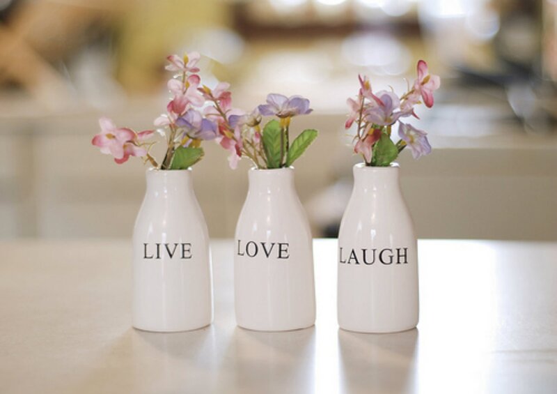 Three Vases with Flowers — White, Calm