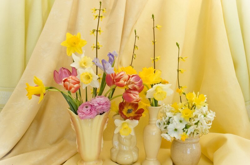 Three Vases with Spring Flowers