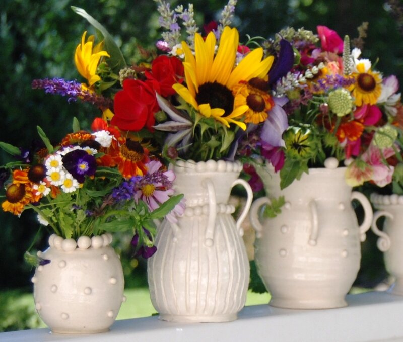 Three Vases with Wildflowers