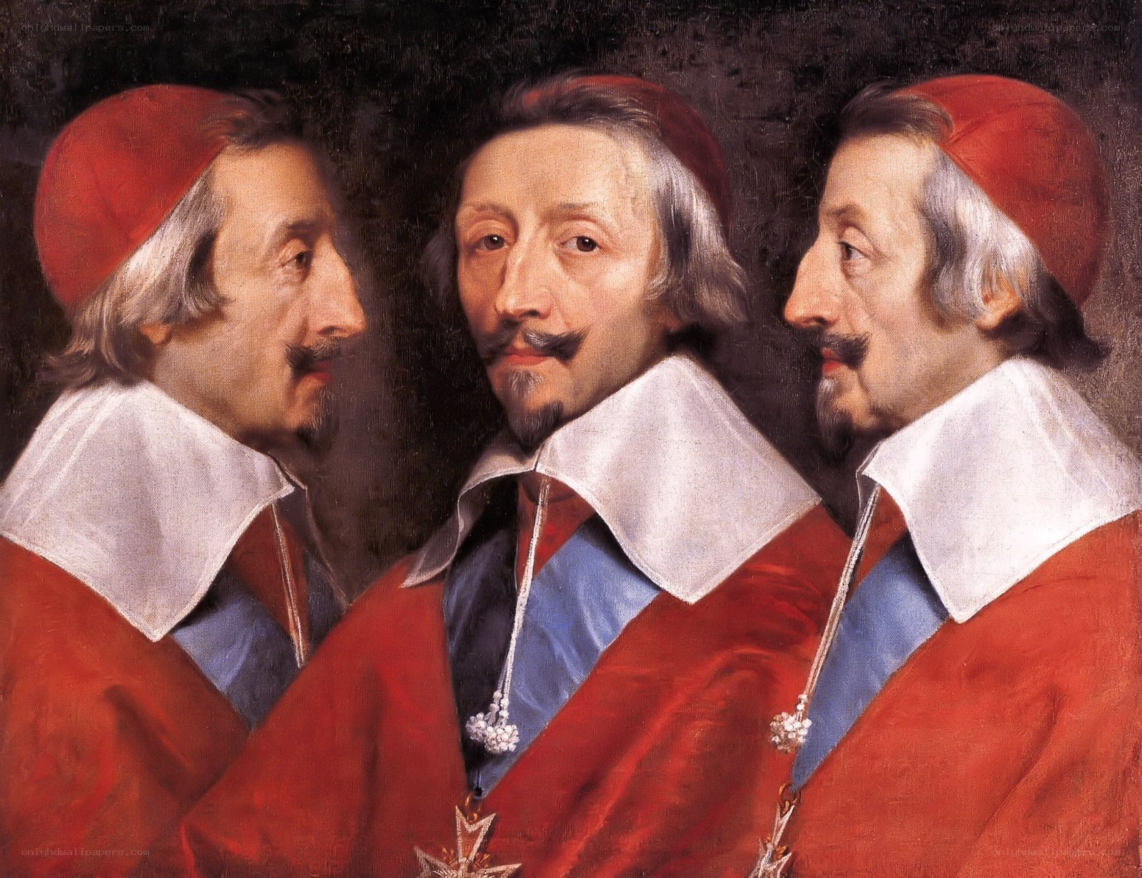 Three views of a cardinal