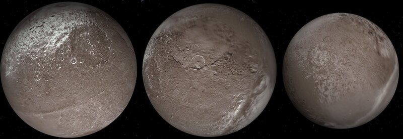 Three views of Pluto
