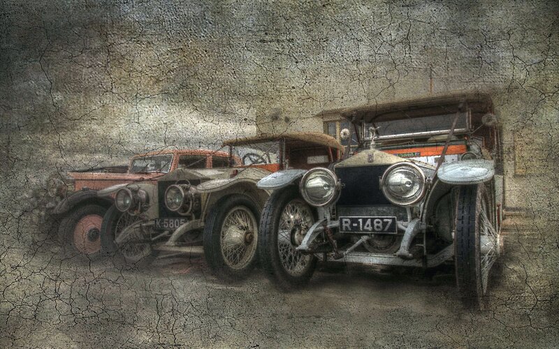 Three Vintage Cars — Gray