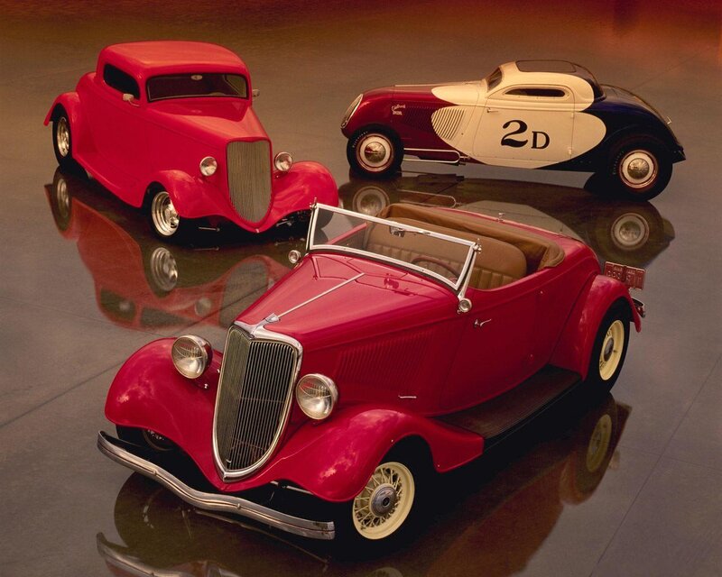 Three Vintage Cars — Red, Dramatic