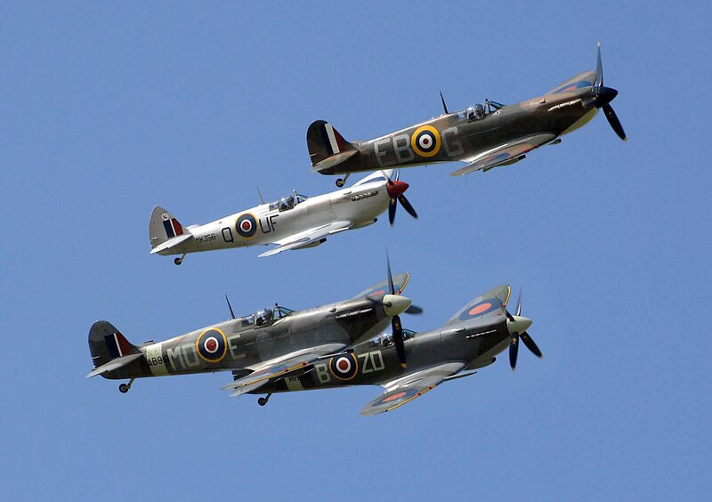 Three Vintage Fighter Planes — Blue, Clear