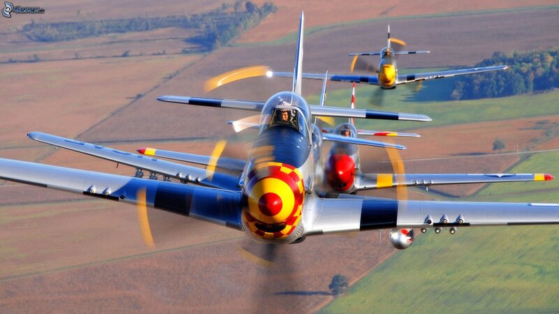 Three Vintage Fighter Planes — Blue, Dynamic