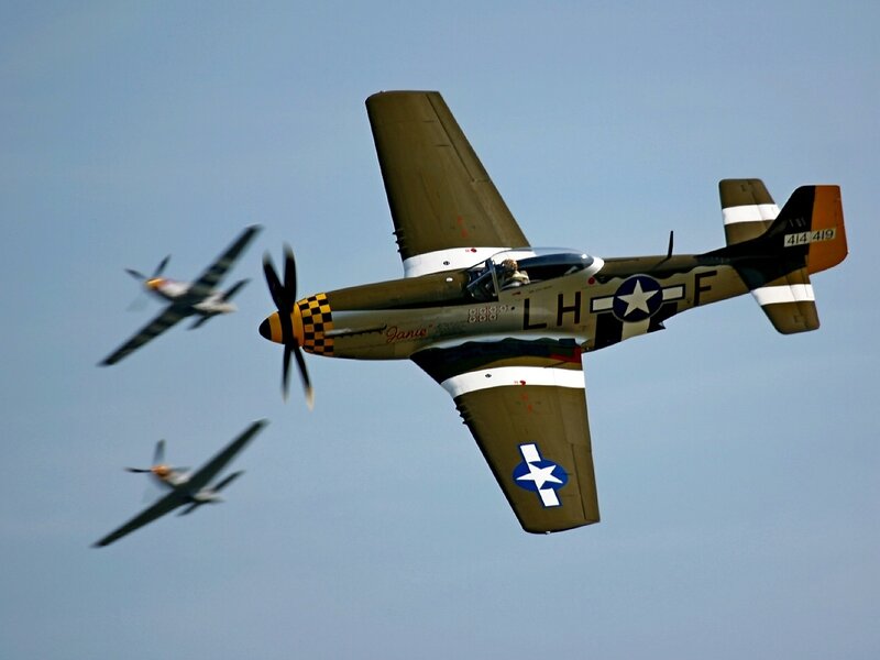 Three Vintage Military Planes — Blue, Dynamic