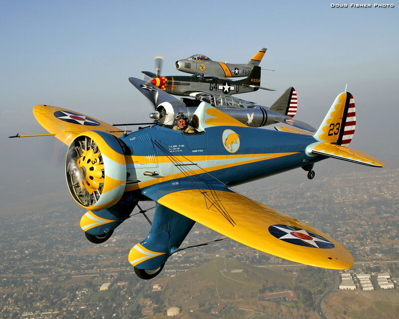 Three Vintage Military Planes — Blue
