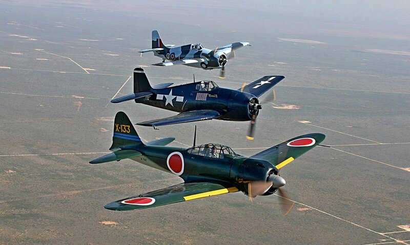 Three Vintage Warplanes — Green