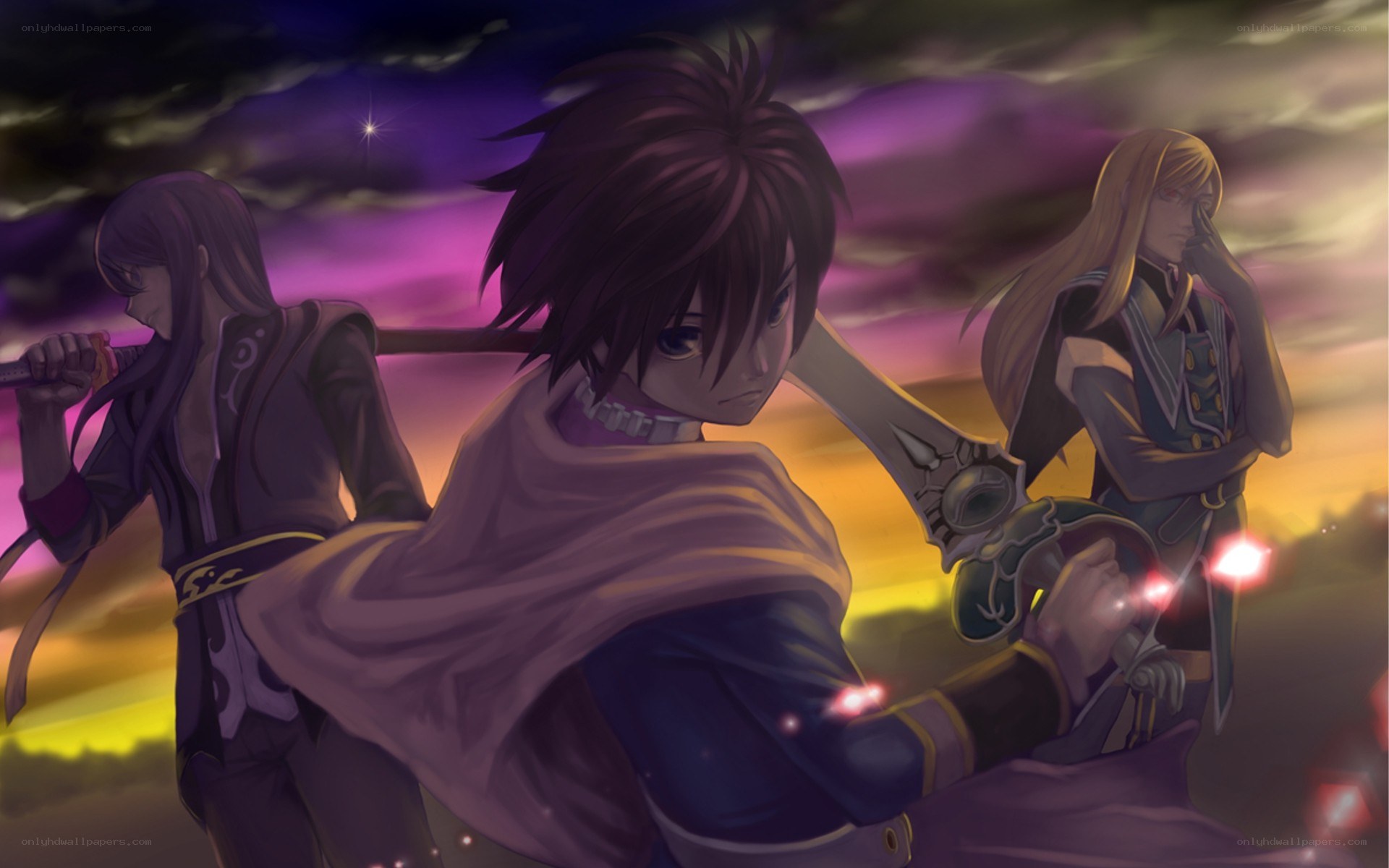 Three warriors at dusk