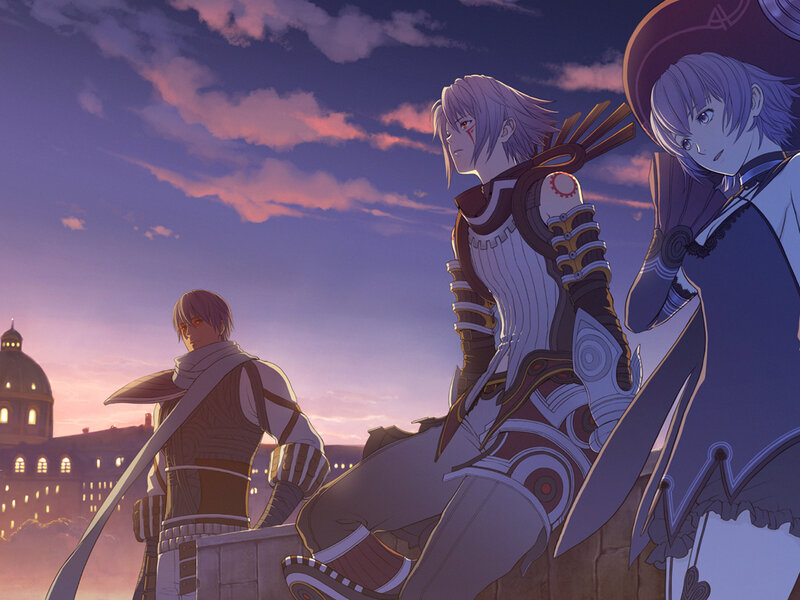 Three warriors at sunset