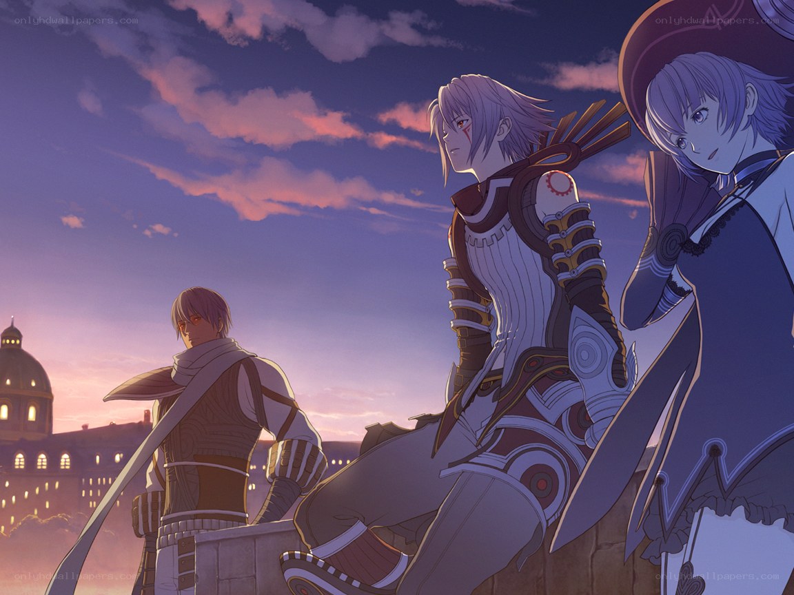 Three warriors at sunset
