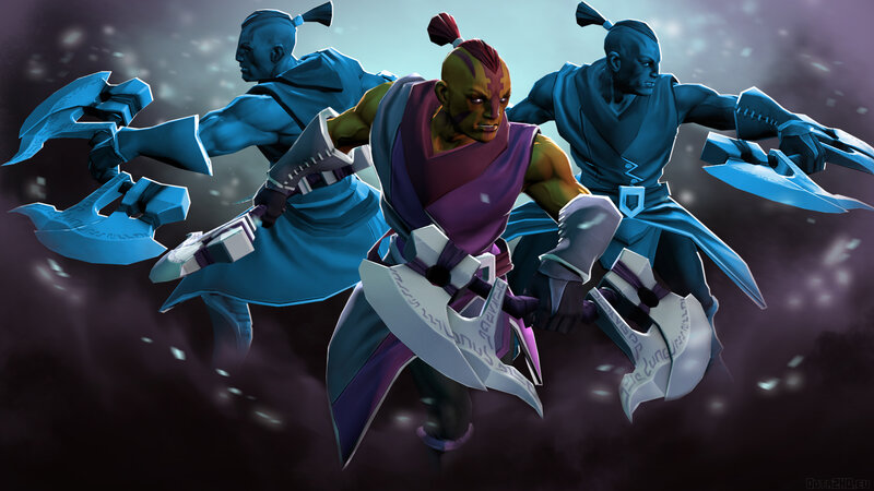 Three warriors in combat stance