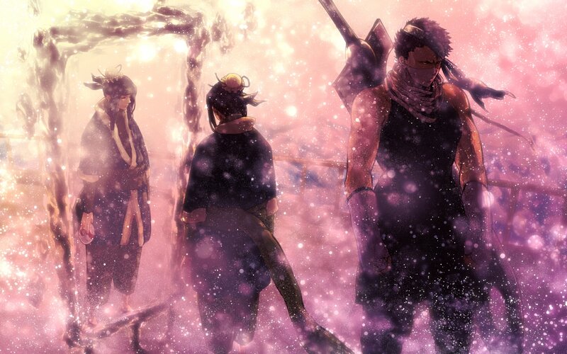 Three Warriors in Pink Mist