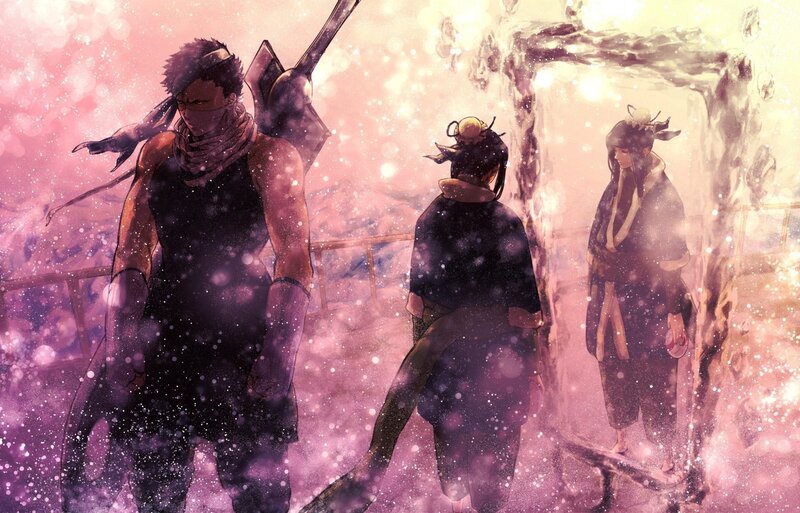 Three Warriors in Snow — Pink, Dramatic