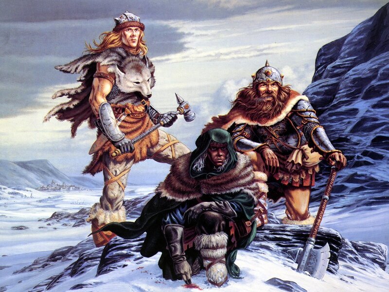 Three Warriors in Snow — White