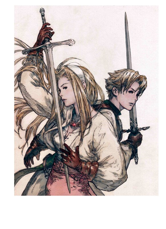 Three Warriors with Swords — White, Dramatic