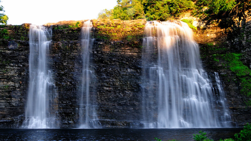 Three Waterfalls on Cliff