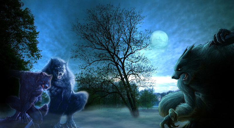 Three Werewolves in Forest