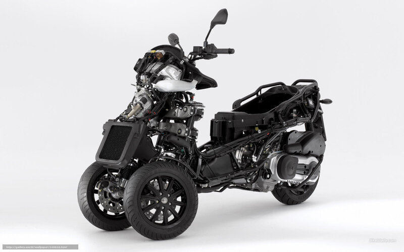 three-wheeled scooter engine view