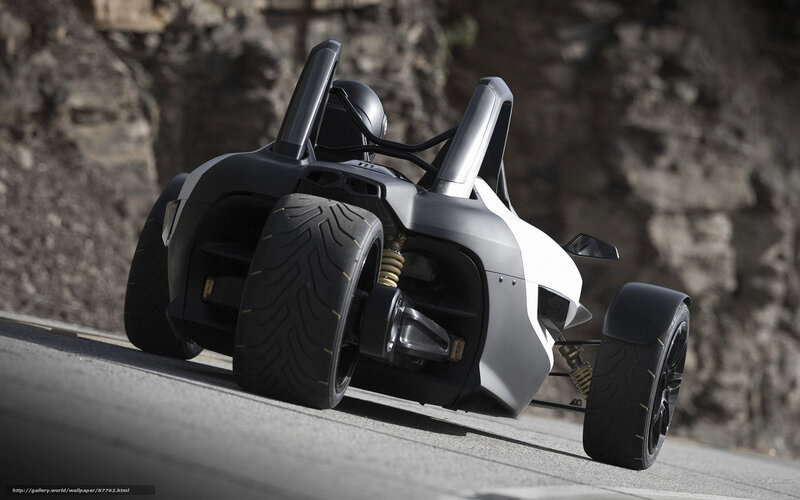 three-wheeled sports car on road