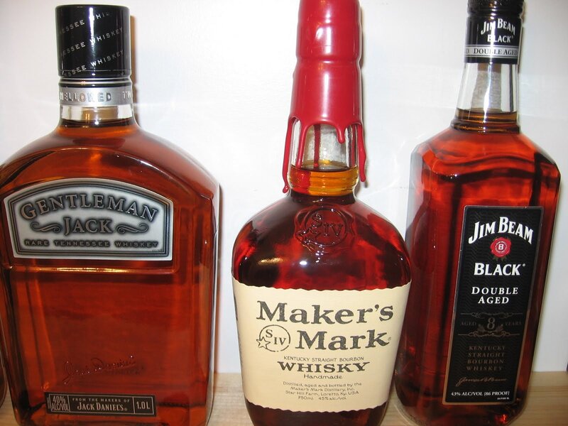 Three whiskey bottles