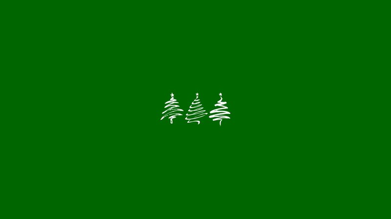 Three White Christmas Trees — Green