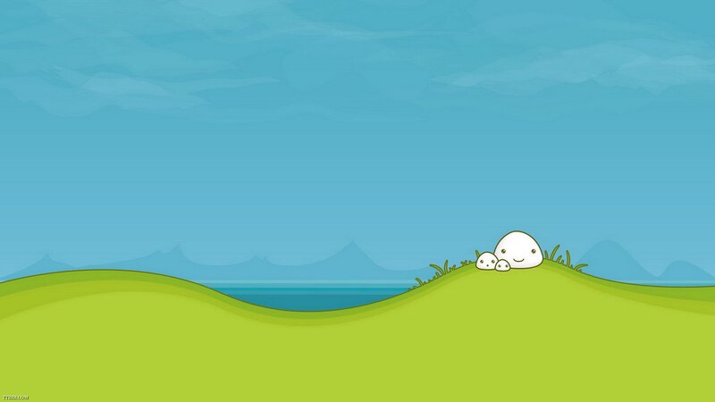 Three White Creatures on Hill