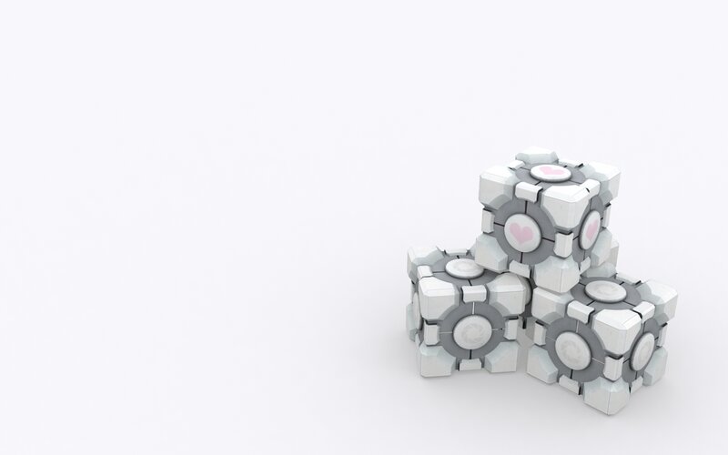 three white cubes with hearts