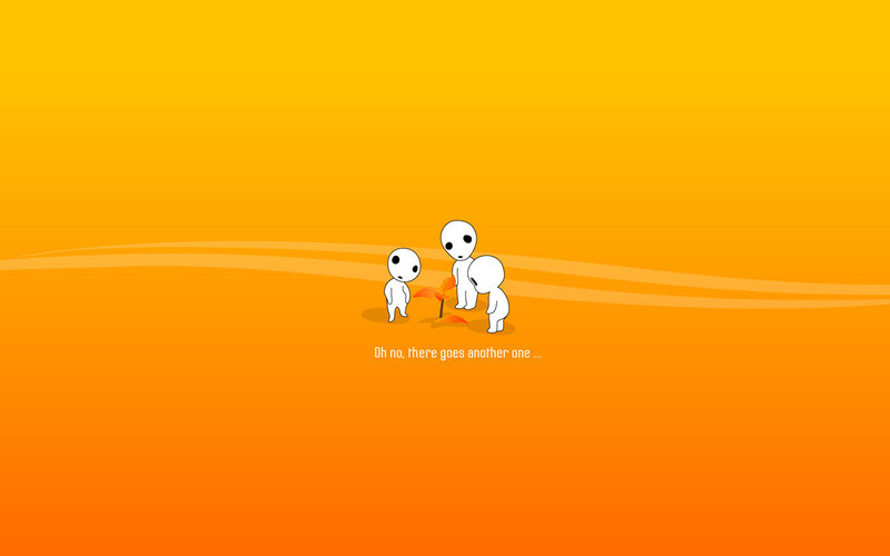 three white figures on orange