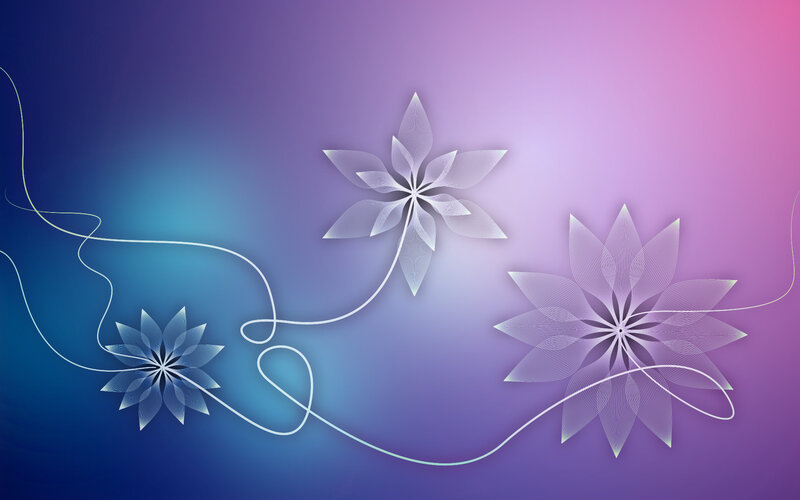 Three White Flowers — Blue